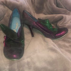 Purple and green Irregular Choice heeled shoe